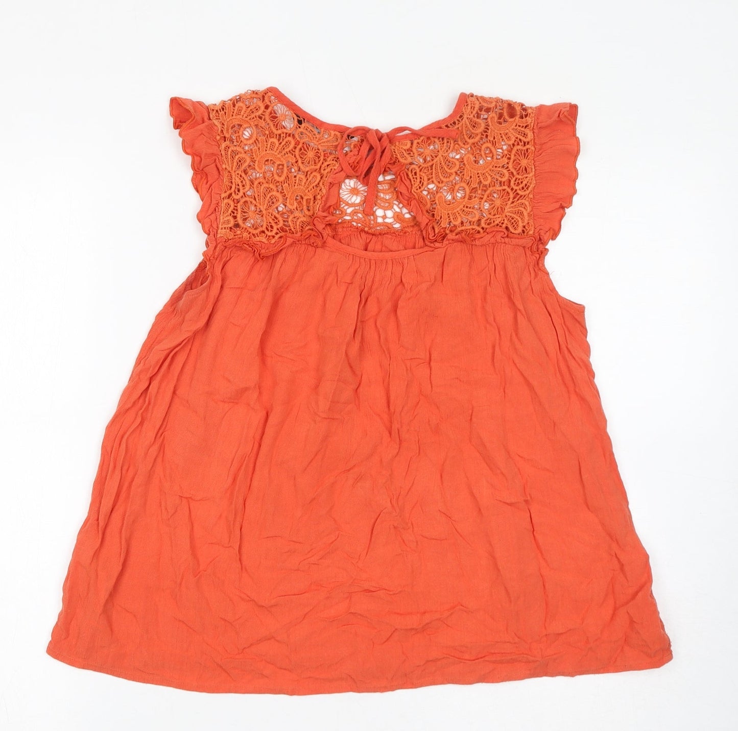 Dorothy Perkins Womens Orange Cotton Basic Tank Size 8 Round Neck