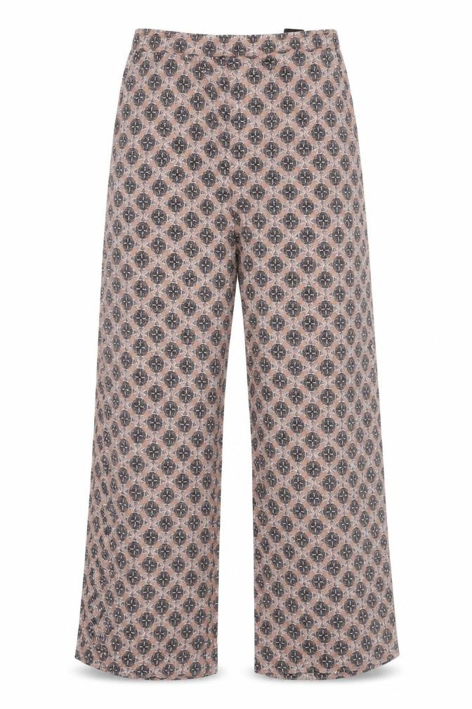 H&M Womens Beige Geometric Viscose Trousers Size 4 L27 in Regular