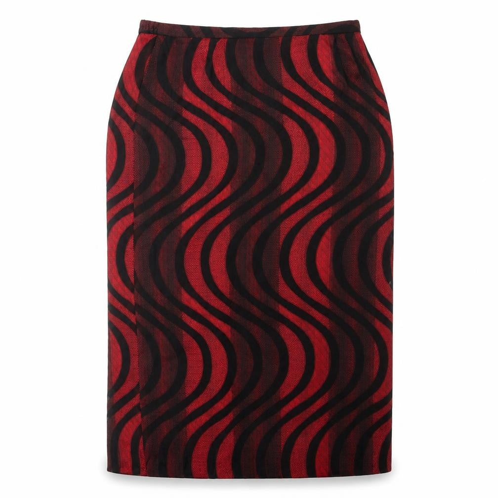 Whimsy Womens Red Geometric Polyester Straight & Pencil Skirt Size 14 Zip