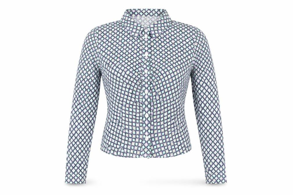 Bershka Womens Multicoloured Geometric Viscose Basic Button-Up Size S Collared