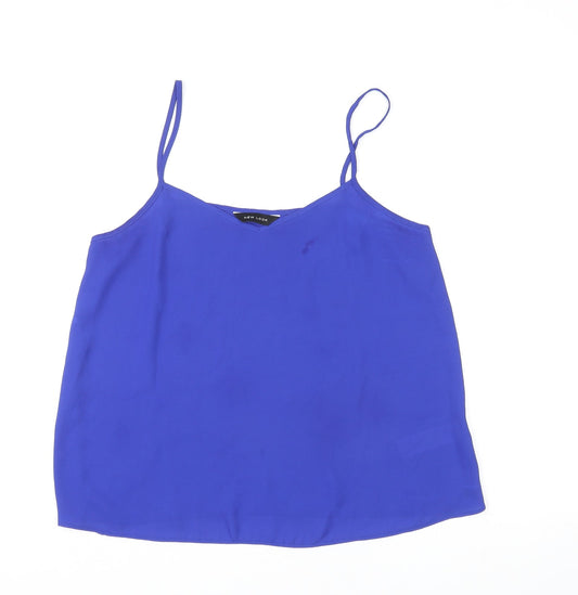 New Look Womens Blue Polyester Basic Tank Size 10 V-Neck