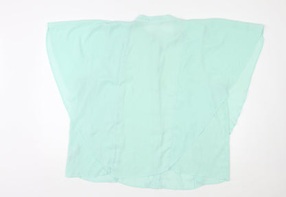 Back view of ASOS women’s green polyester basic blouse, size UK 18, round neck