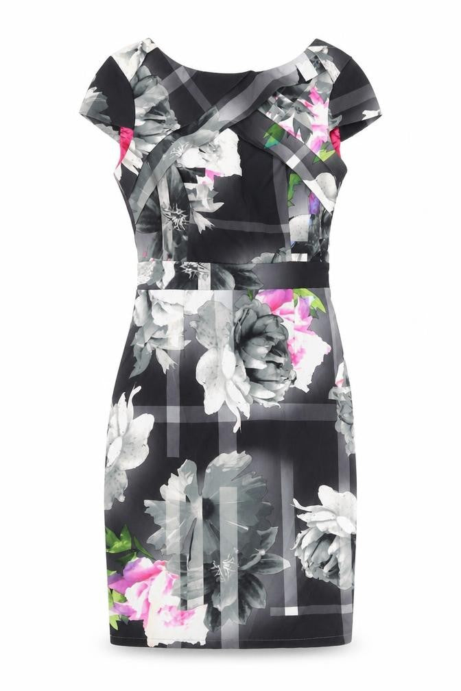 Lipsy Womens Multicoloured Floral Polyester Shift Size 8 Round Neck Zip