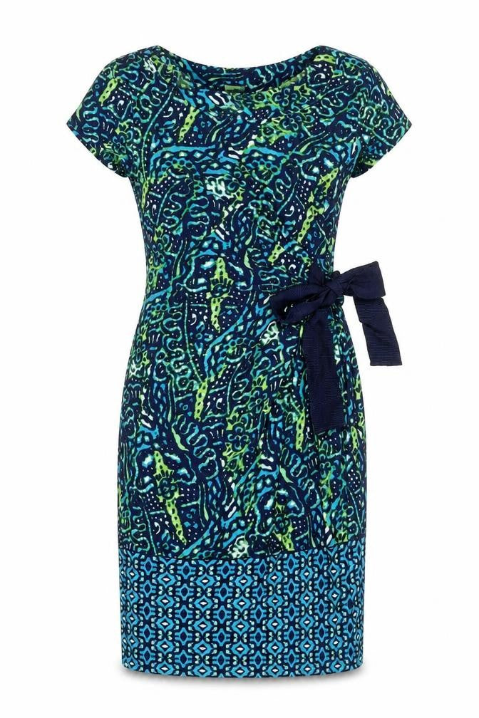 Taylor Womens Multicoloured Geometric Polyester Sheath Size 4 Boat Neck Pullover