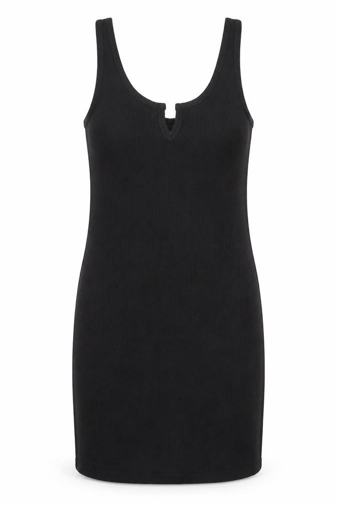 Topshop Womens Black Polyester Tank Dress Size 8 Scoop Neck Pullover