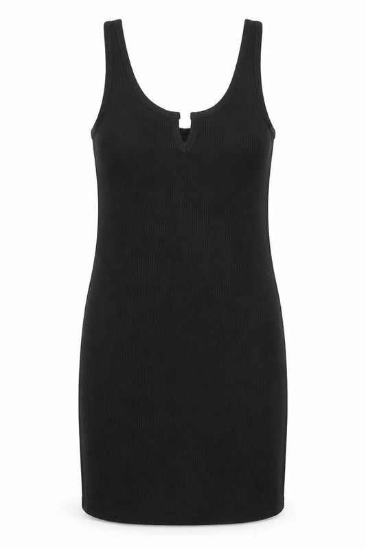 Topshop Womens Black Polyester Tank Dress Size 8 Scoop Neck Pullover