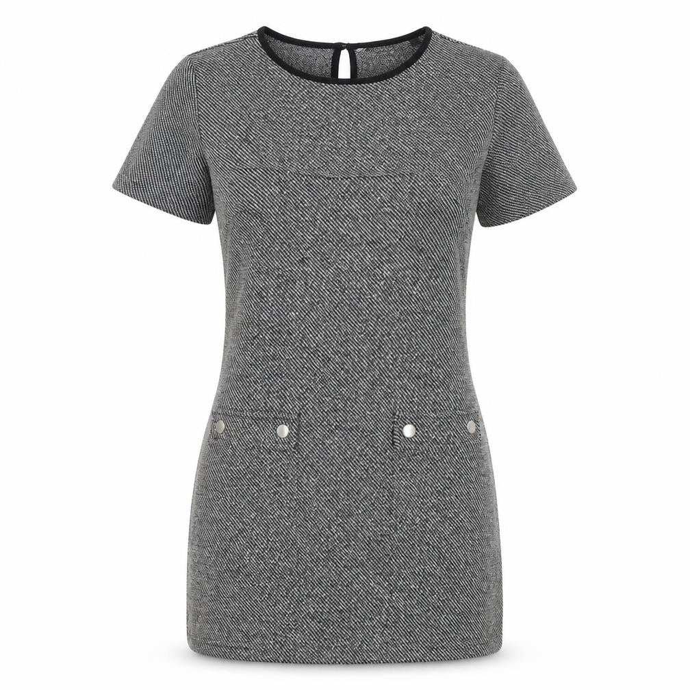 Dorothy Perkins Womens Grey Polyester Mini Size 8 Round Neck Button