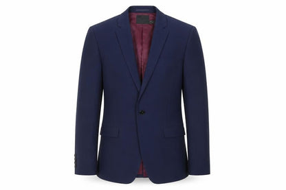 Front view of ASOS men’s blue polyester jacket suit jacket, size 38, regular