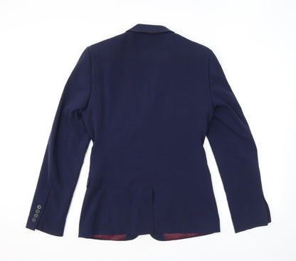 Back view of ASOS men’s blue polyester jacket suit jacket, size 38, regular