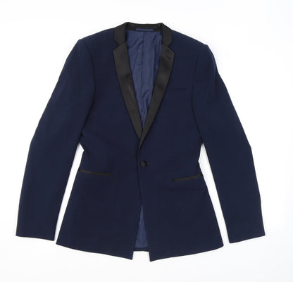 Additional front view of ASOS men’s blue polyester jacket blazer, size 38, regular