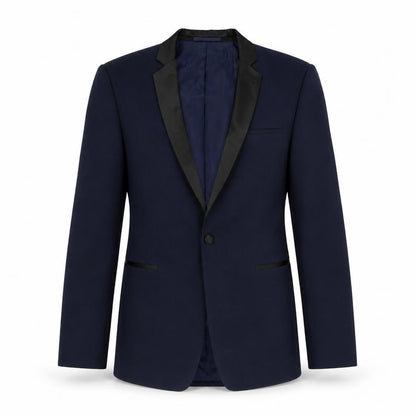 Front view of ASOS men’s blue polyester jacket blazer, size 38, regular