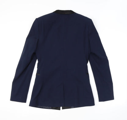 Back view of ASOS men’s blue polyester jacket blazer, size 38, regular