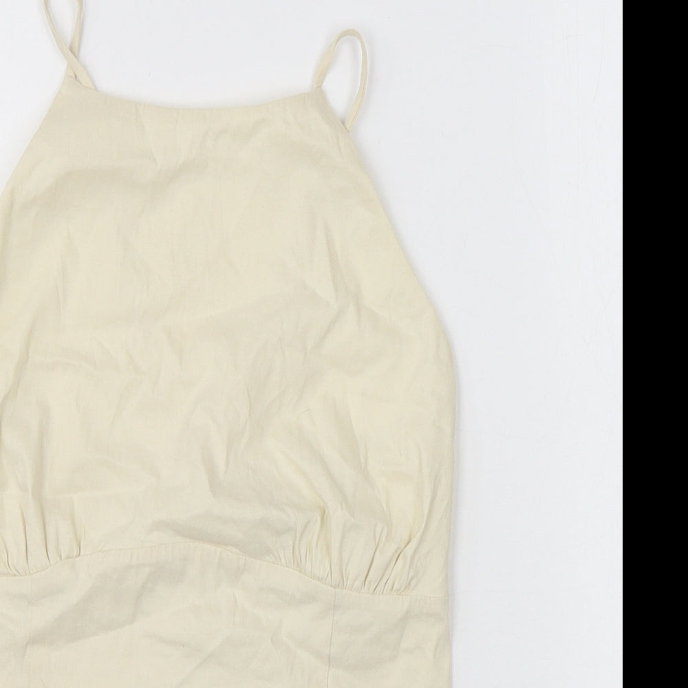 Zara Womens White Polyester Cropped Tank Size M Round Neck - Open Back