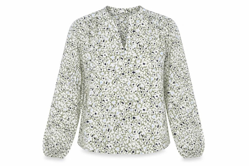 Marks & Spencer Womens Green Floral Viscose Basic Blouse Size 12 V-Neck