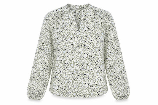 Marks and Spencer Womens Green Floral Viscose Basic Blouse Size 12 V-Neck