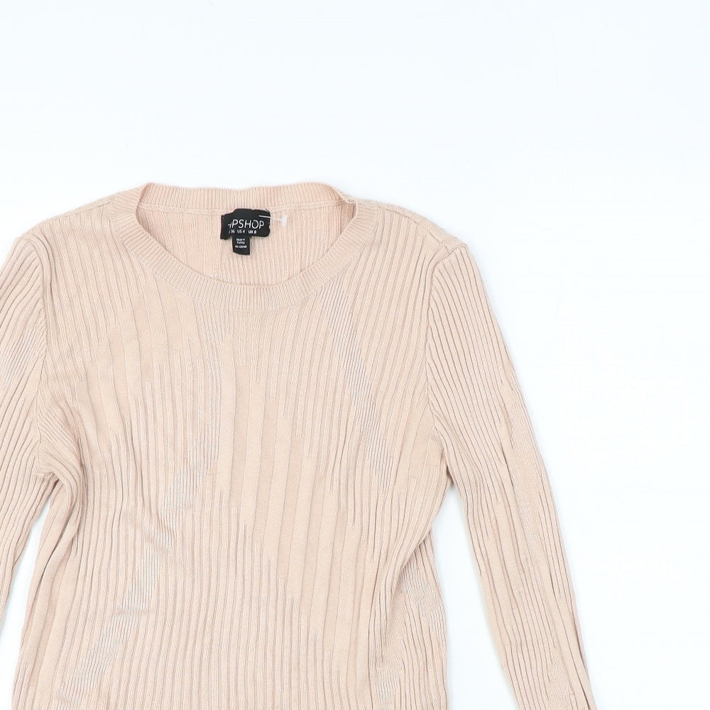Topshop Womens Pink Round Neck Viscose Pullover Jumper Size 8
