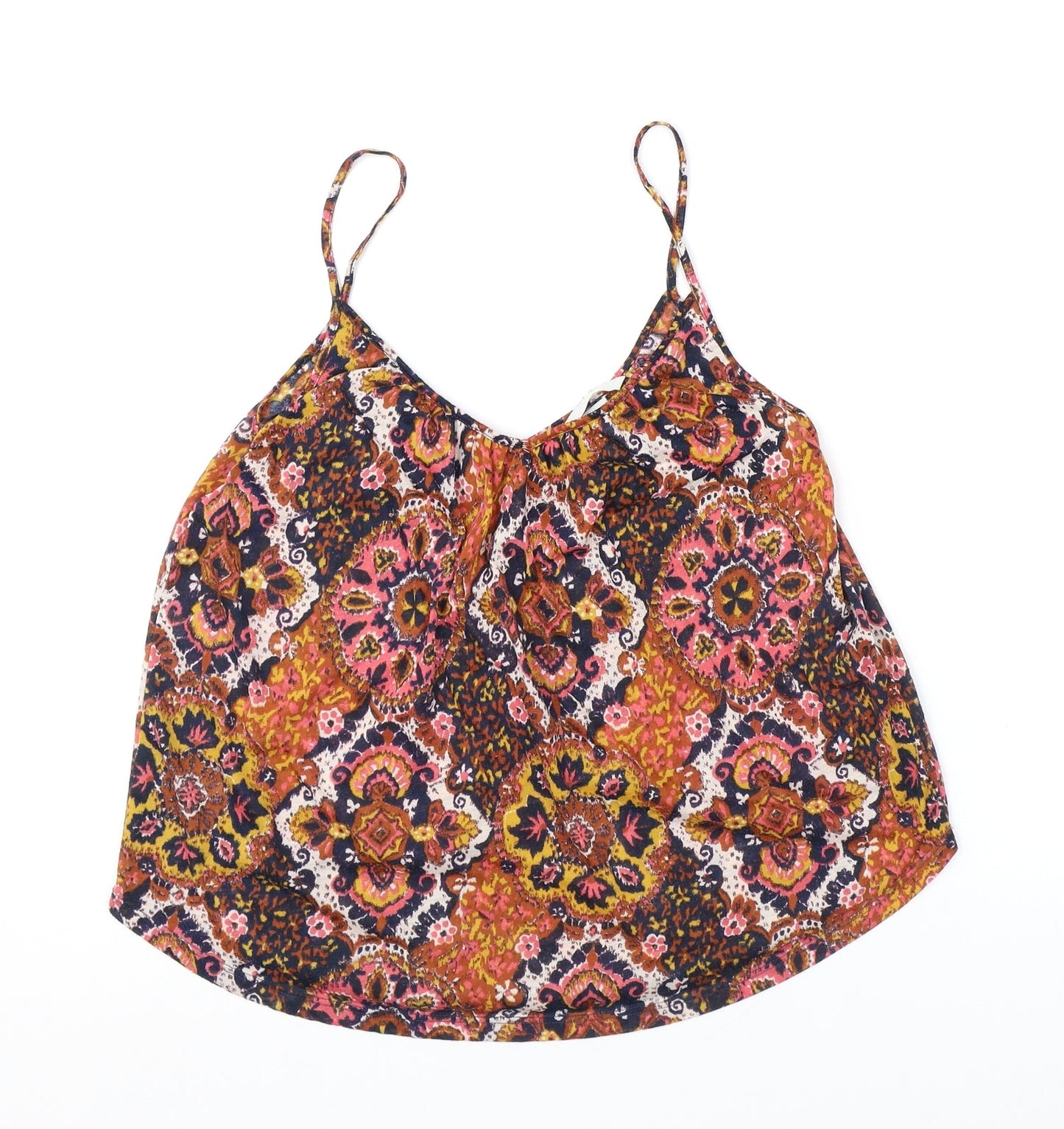 H&M Womens Multicoloured Geometric Polyester Camisole Tank Size S Scoop Neck