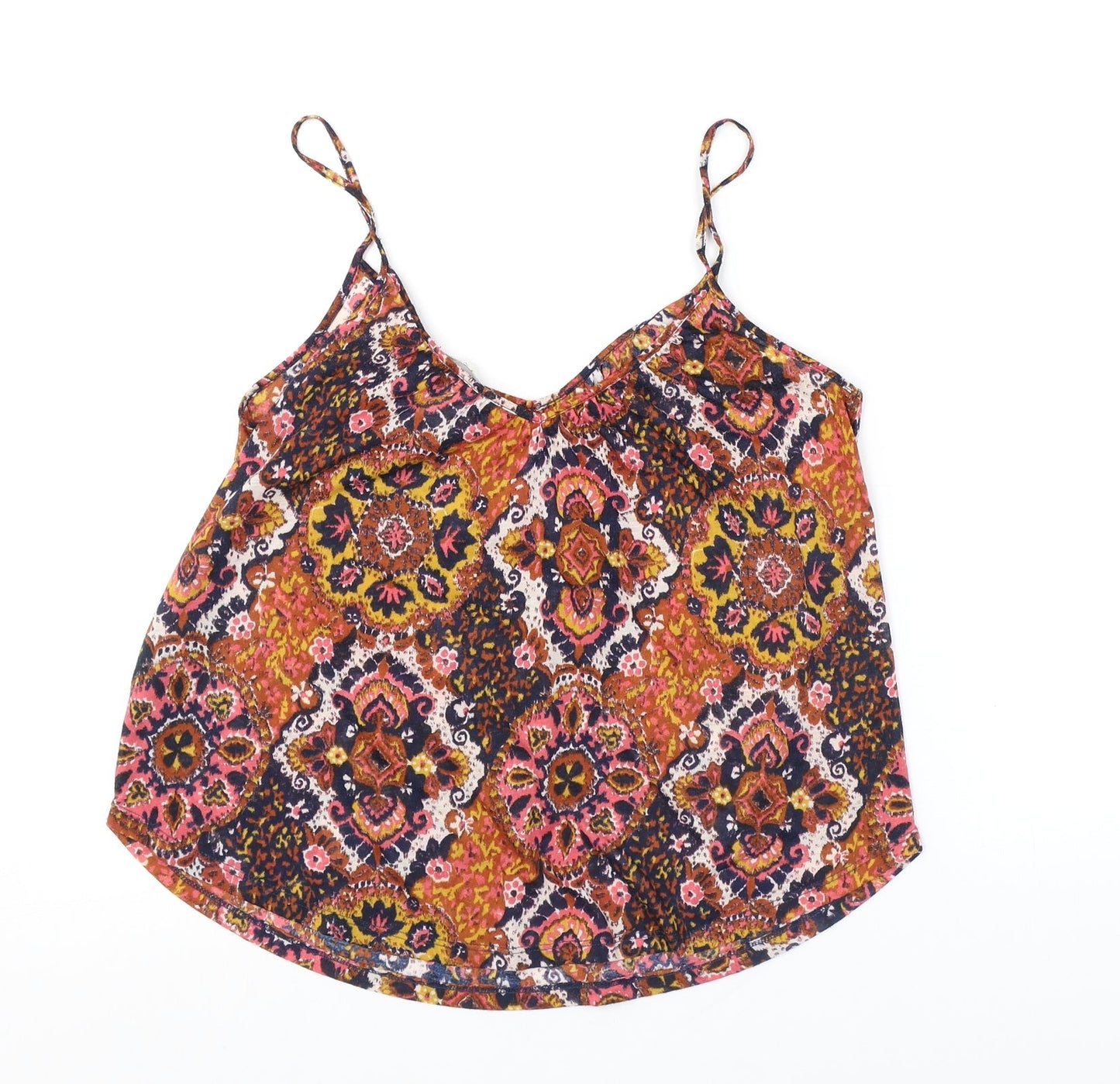 H&M Womens Multicoloured Geometric Polyester Camisole Tank Size S Scoop Neck