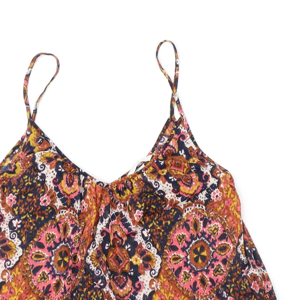 H&M Womens Multicoloured Geometric Polyester Camisole Tank Size S Scoop Neck