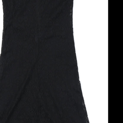 Brand and care label for AMARANTO women’s black polyester a-line, size UK 10, boat neck pullover