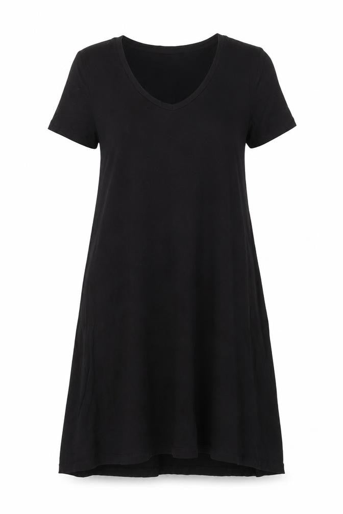 VERO MODA Womens Black Polyester T-Shirt Dress Size S Scoop Neck Pullover