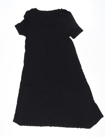 Vero Moda Womens Black Polyester T-Shirt Dress Size S Scoop Neck Pullover