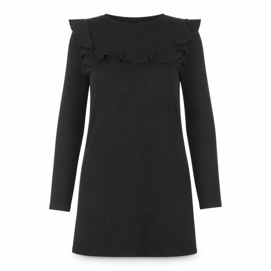 New Look Womens Black Polyester A-Line Size 8 Round Neck Pullover