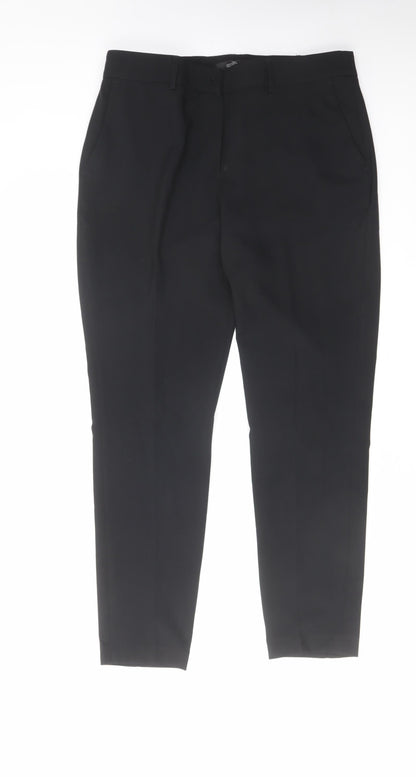 Next Womens Black Polyester Dress Pants Trousers Size 12 L29 in Regular Hook & Eye