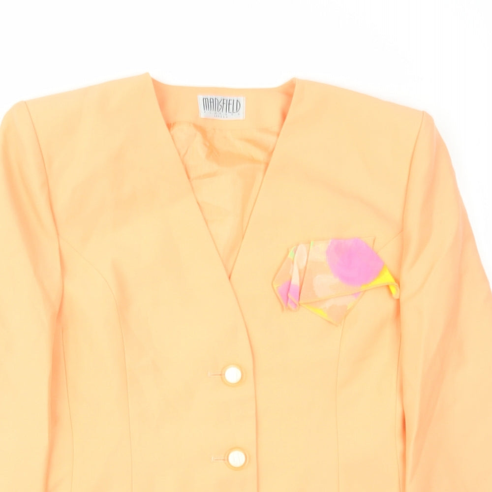 Mansfield Womens Orange Jacket Blazer Size 14 Button