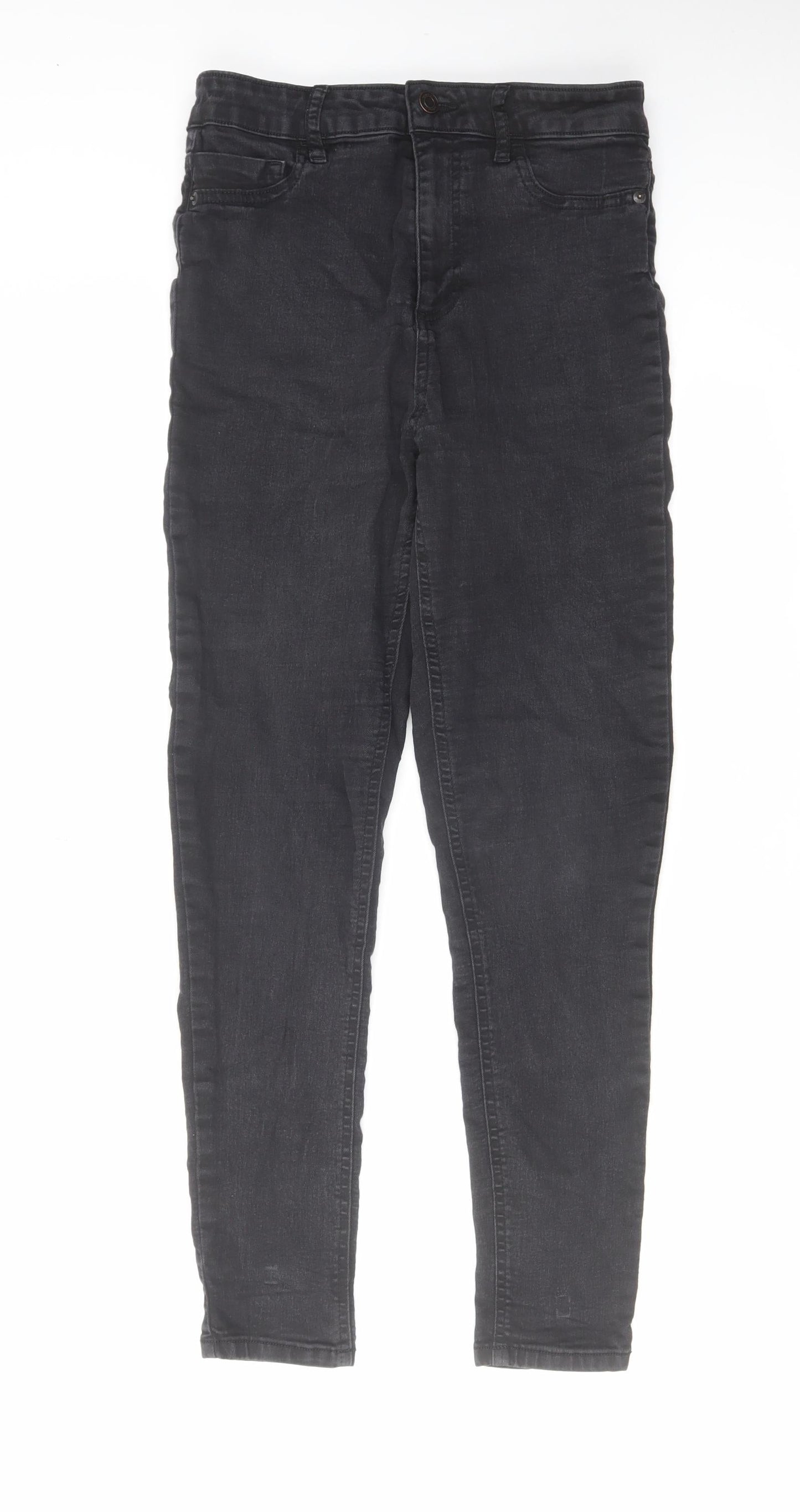 F&F Womens Black Cotton Skinny Jeans Size 10 L28 in Regular Zip
