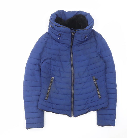 Zara Womens Blue Jacket Size S Zip