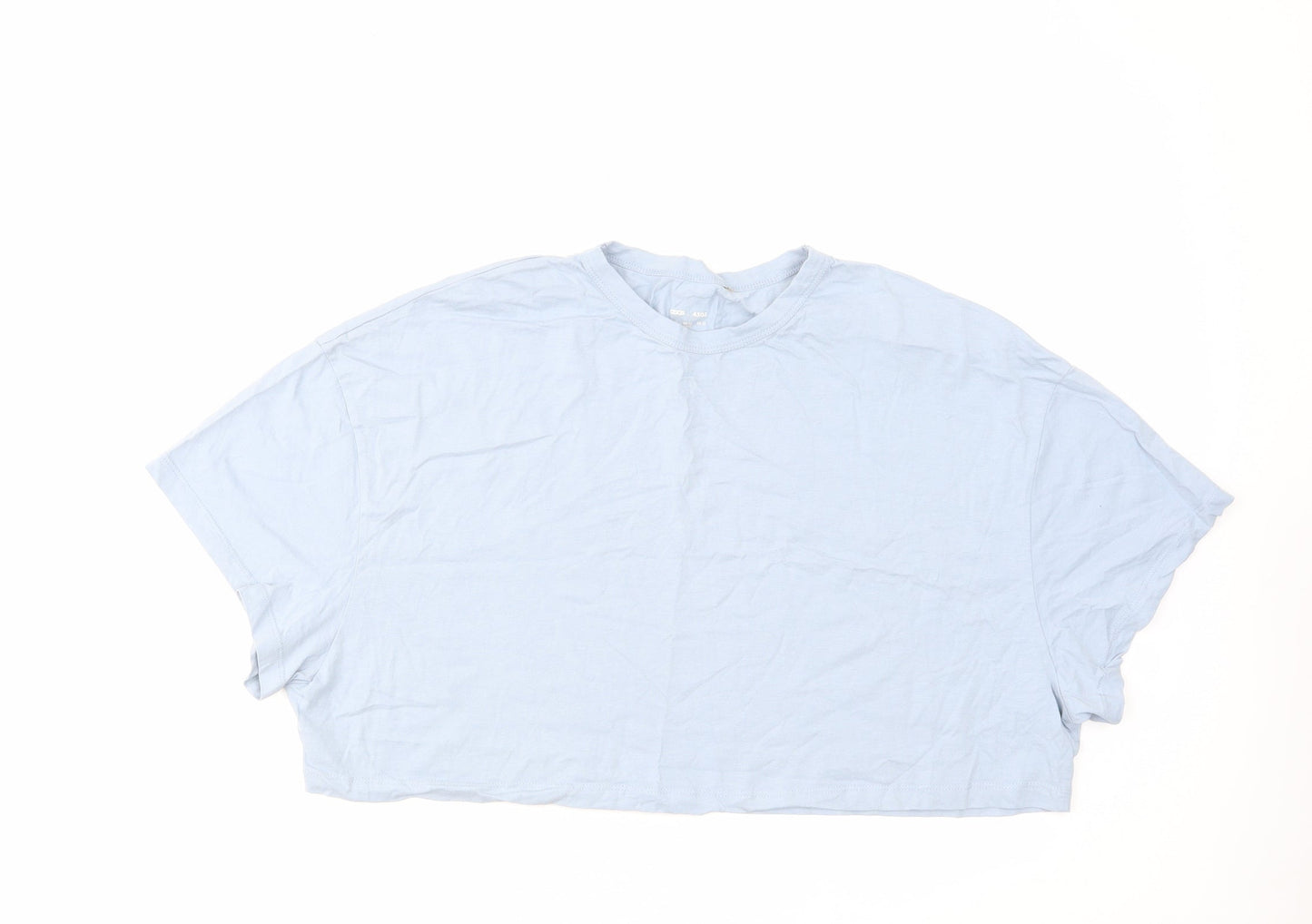 ASOS Womens Blue Cotton Cropped T-Shirt Size 16 Round Neck