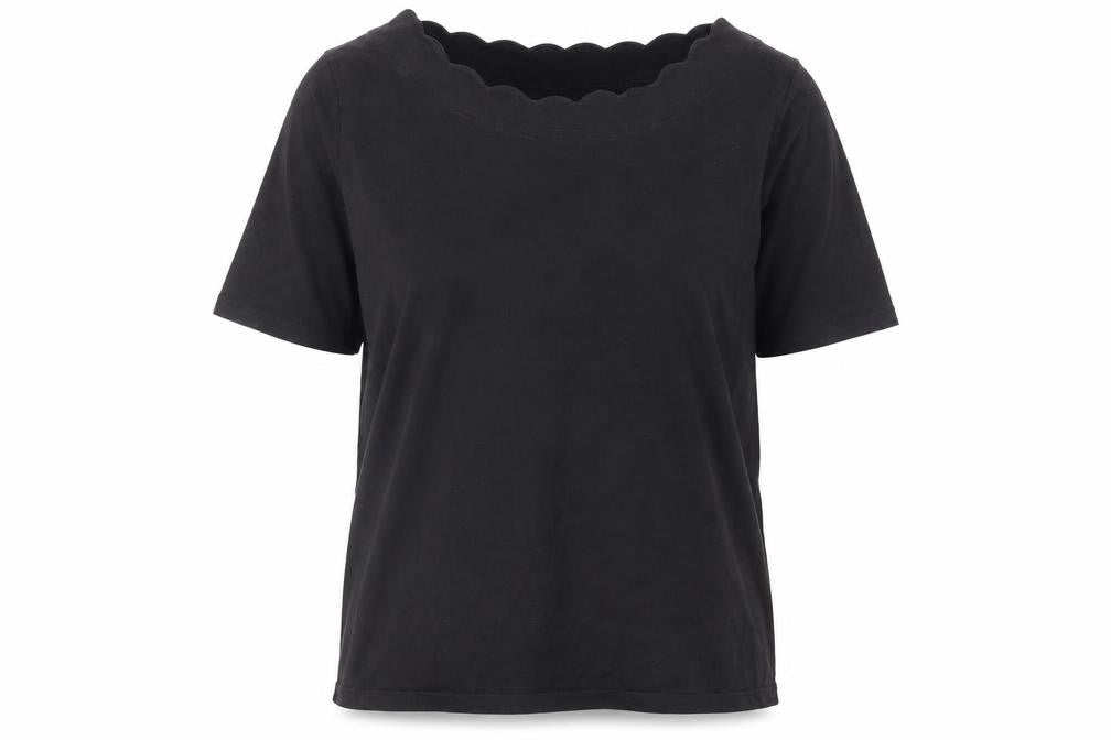 Talbots Womens Black Cotton Basic T-Shirt Size L Round Neck