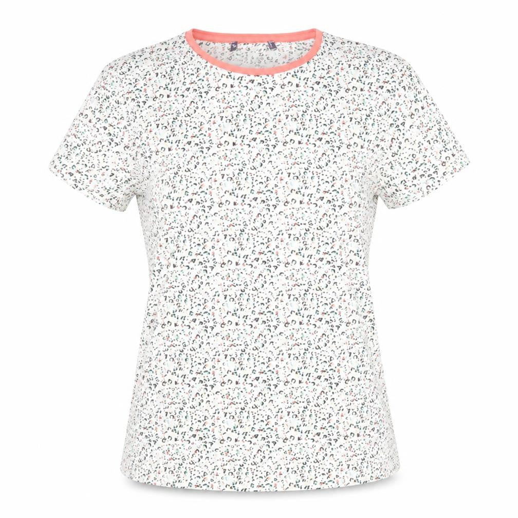 Marks & Spencer Womens Multicoloured Animal Print Cotton Basic T-Shirt Size 8 Round Neck - Leopard Print