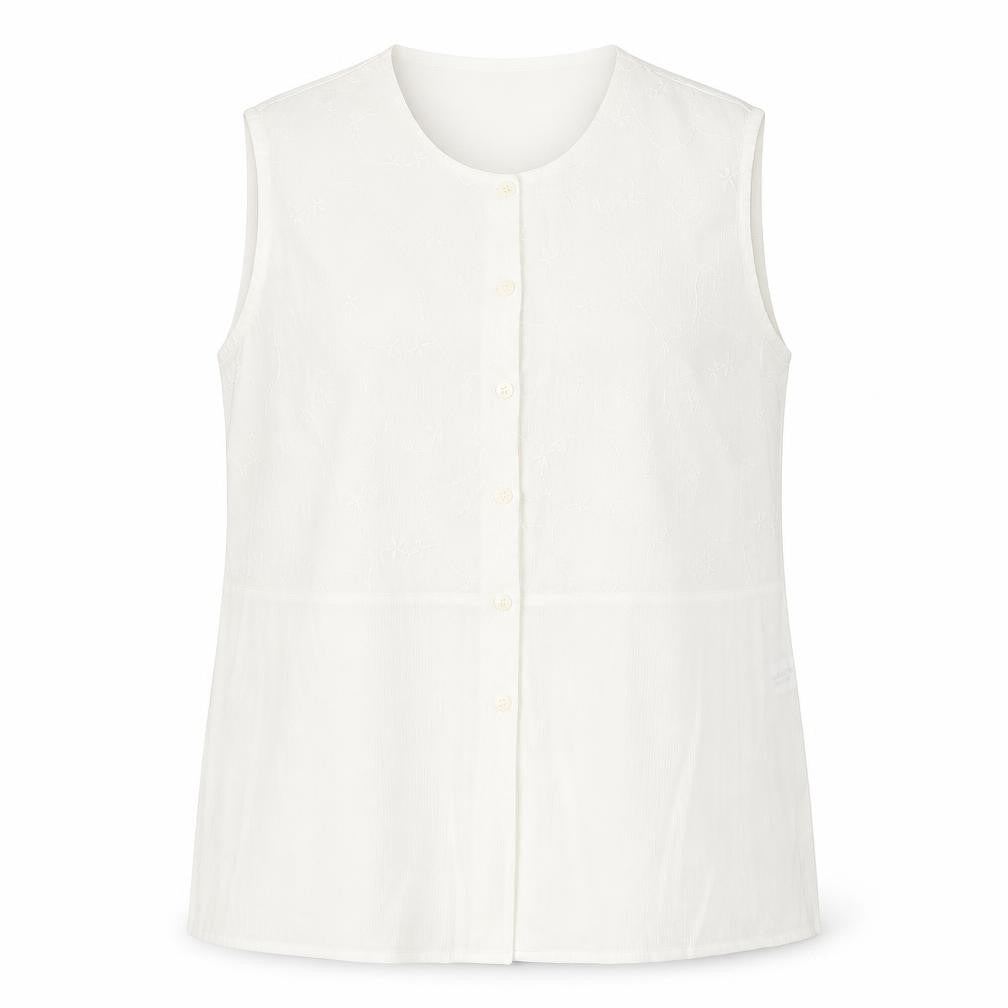 Foxy Lady Womens White Viscose Basic Button-Up Size 18 Round Neck
