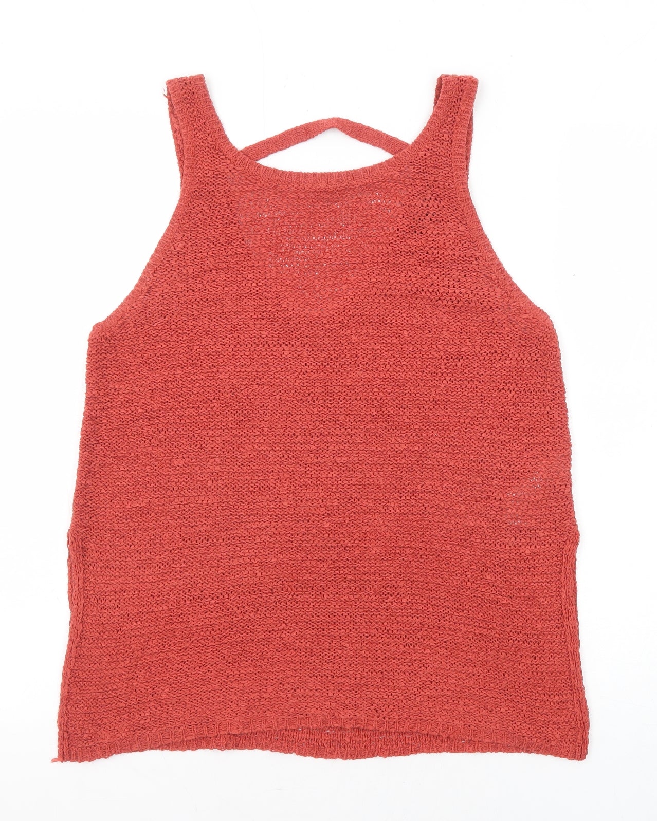 New Look Womens Red Acrylic Basic Tank Size 8 Round Neck