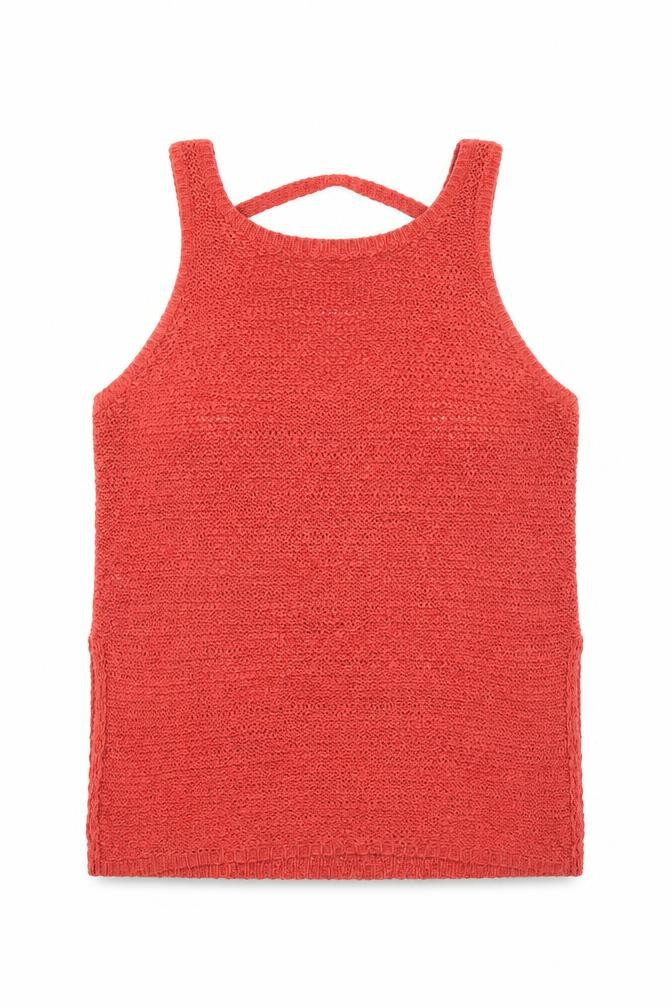 New Look Womens Red Acrylic Basic Tank Size 8 Round Neck