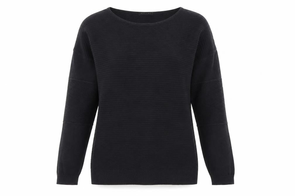 Sisley Womens Black Round Neck Cotton Pullover Jumper Size S