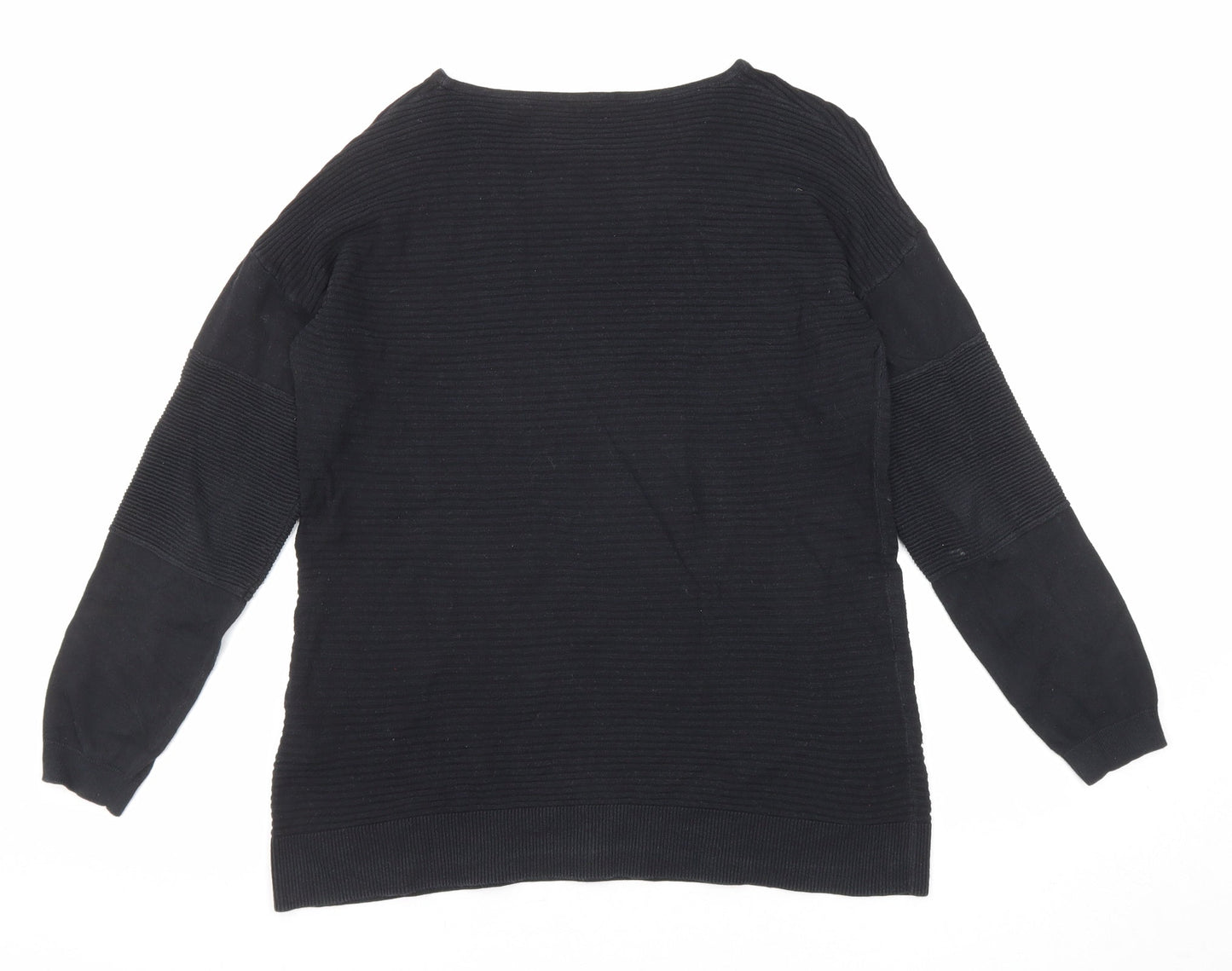 Sisley Womens Black Round Neck Cotton Pullover Jumper Size S