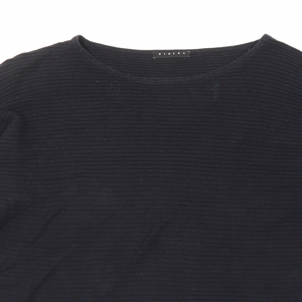 Sisley Womens Black Round Neck Cotton Pullover Jumper Size S