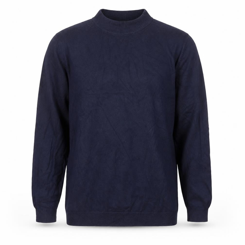 Pull&Bear Mens Blue Mock Neck Viscose Pullover Jumper Size L Long Sleeve