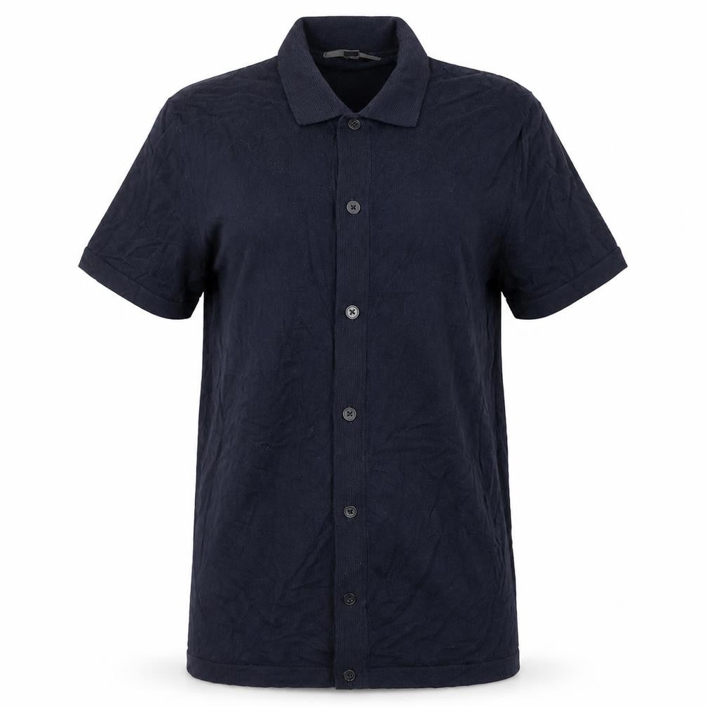 Marks & Spencer Womens Blue Cotton Basic Button-Up Size S Collared