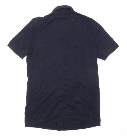 Marks & Spencer Womens Blue Cotton Basic Button-Up Size S Collared