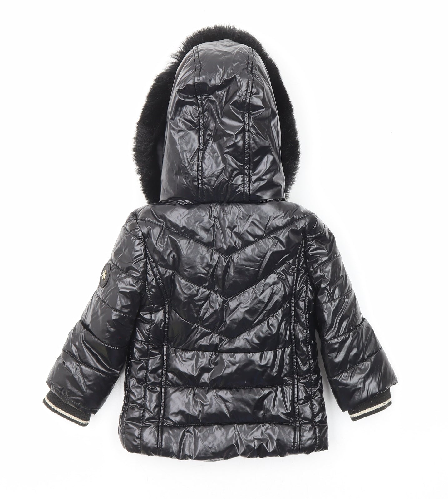 River Island Girls Black Basic Coat Coat Size 9-12 Months Zip