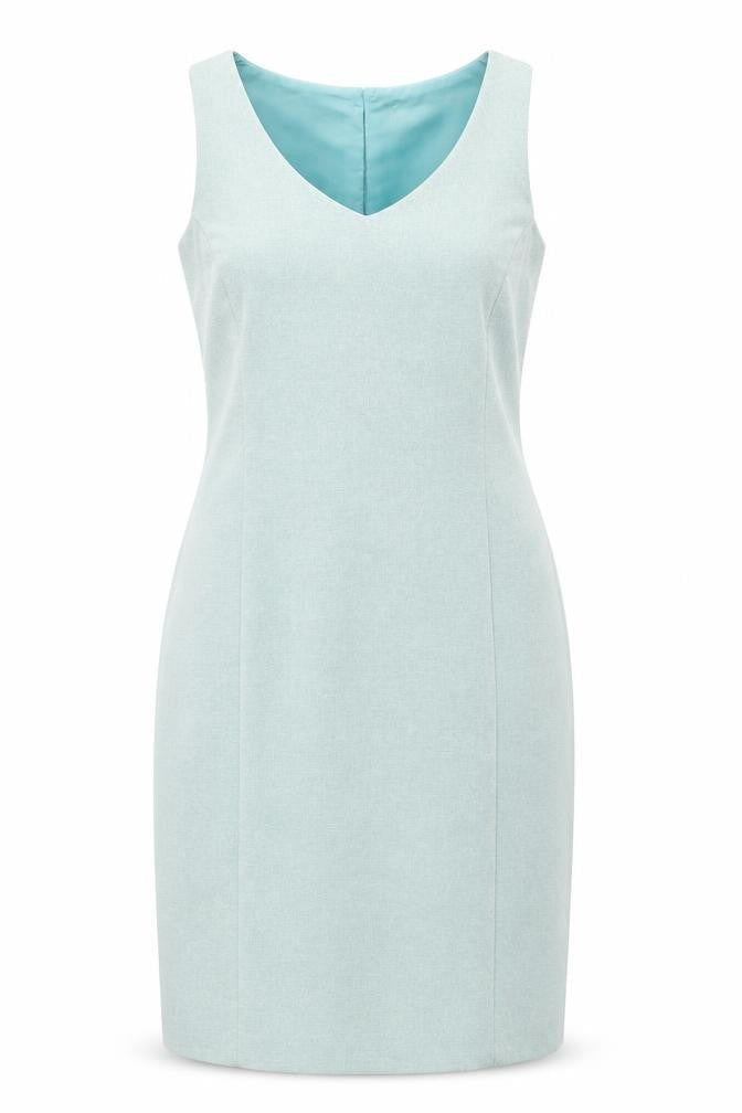 Classics Womens Green Polyester Pencil Dress Size 12 V-Neck Zip
