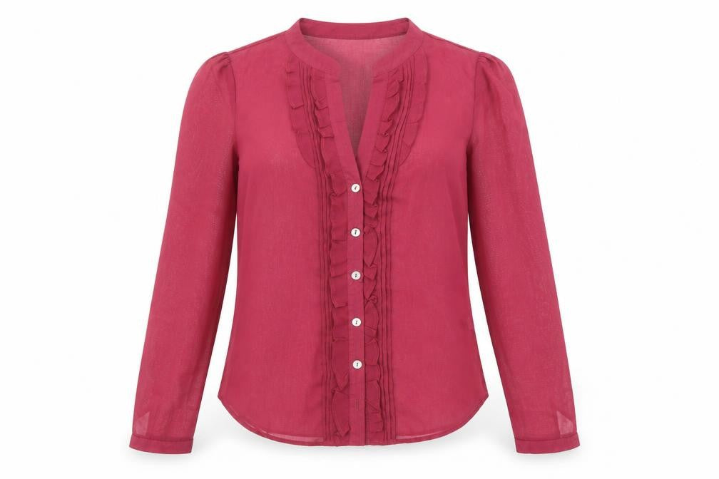 Crew Clothing Womens Purple Polyester Basic Button-Up Size 6 V-Neck