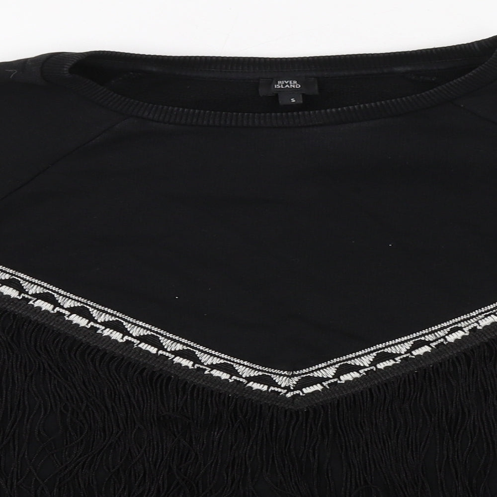 River Island Womens Black Cotton Pullover Sweatshirt Size S Pullover