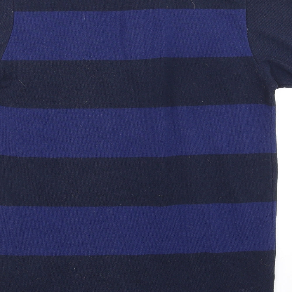 Euro Mens Blue Striped Polyester Polo Size XS Collared Button - UEFA Euro 2020 England