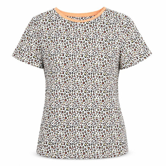 Marks & Spencer Womens Multicoloured Animal Print Cotton Basic T-Shirt Size 8 Round Neck - Leopard Print