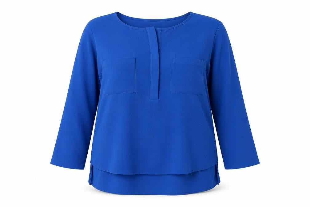Helly Womens Blue Polyester Basic Blouse Size XL Round Neck